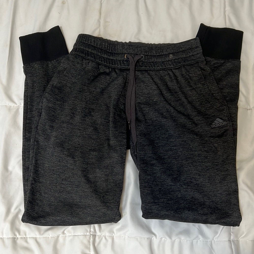 dark grey adidas joggers